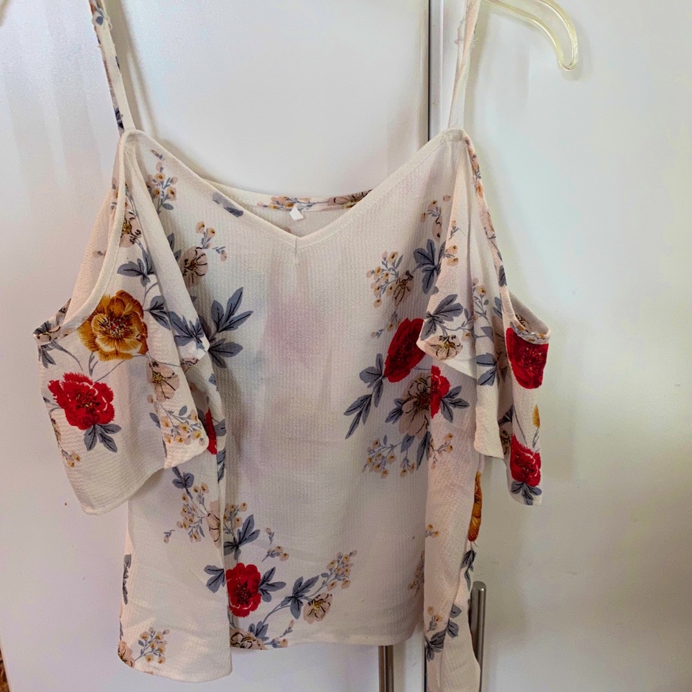 White floral strap top